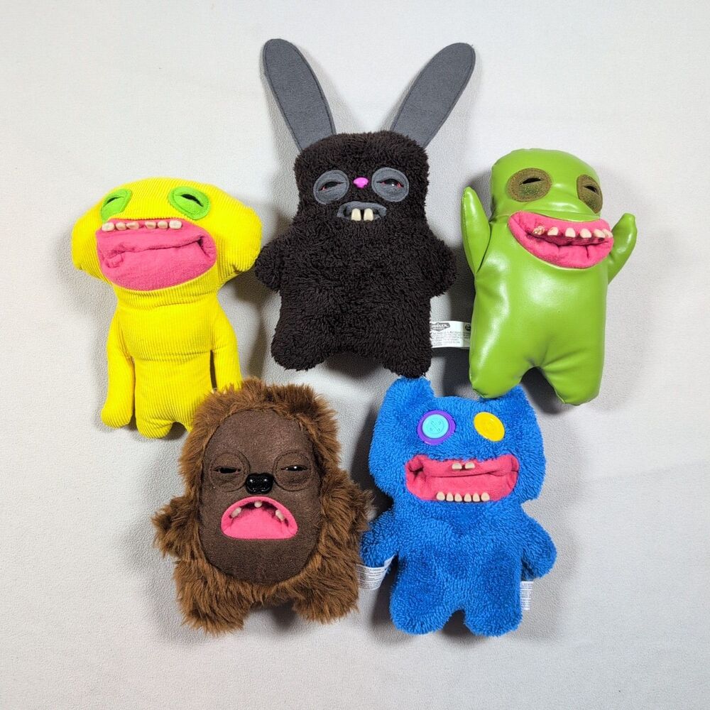 Zuru Fuggler Plush Lot 5 Hedge Grog, Stinkface, Smiley, Goof, Rabid Rabbit
